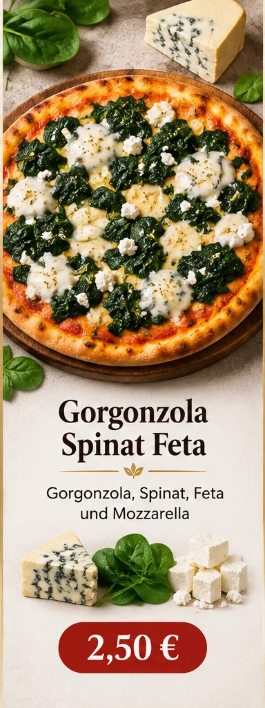 Mini Pizza Gorgonzola, Spinat & Feta