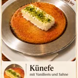 Künefe mit Vanilleeis und Sahne