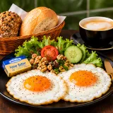 Frühstück mit 2 Eiern (gekocht oder als Spiegelei)